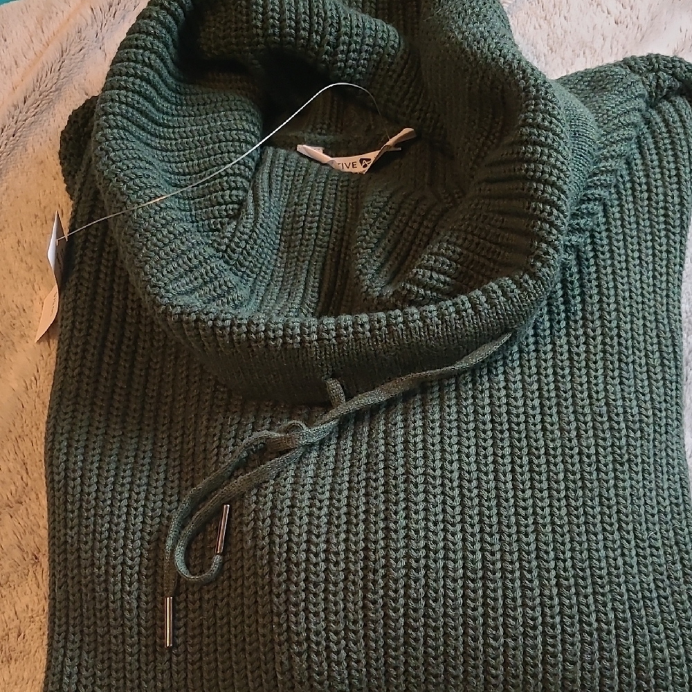Cozy Forest Green Cowl Neck Sweater